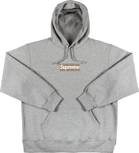 supreme burberry hoodie grey|supreme burberry hooded sweatshirt.